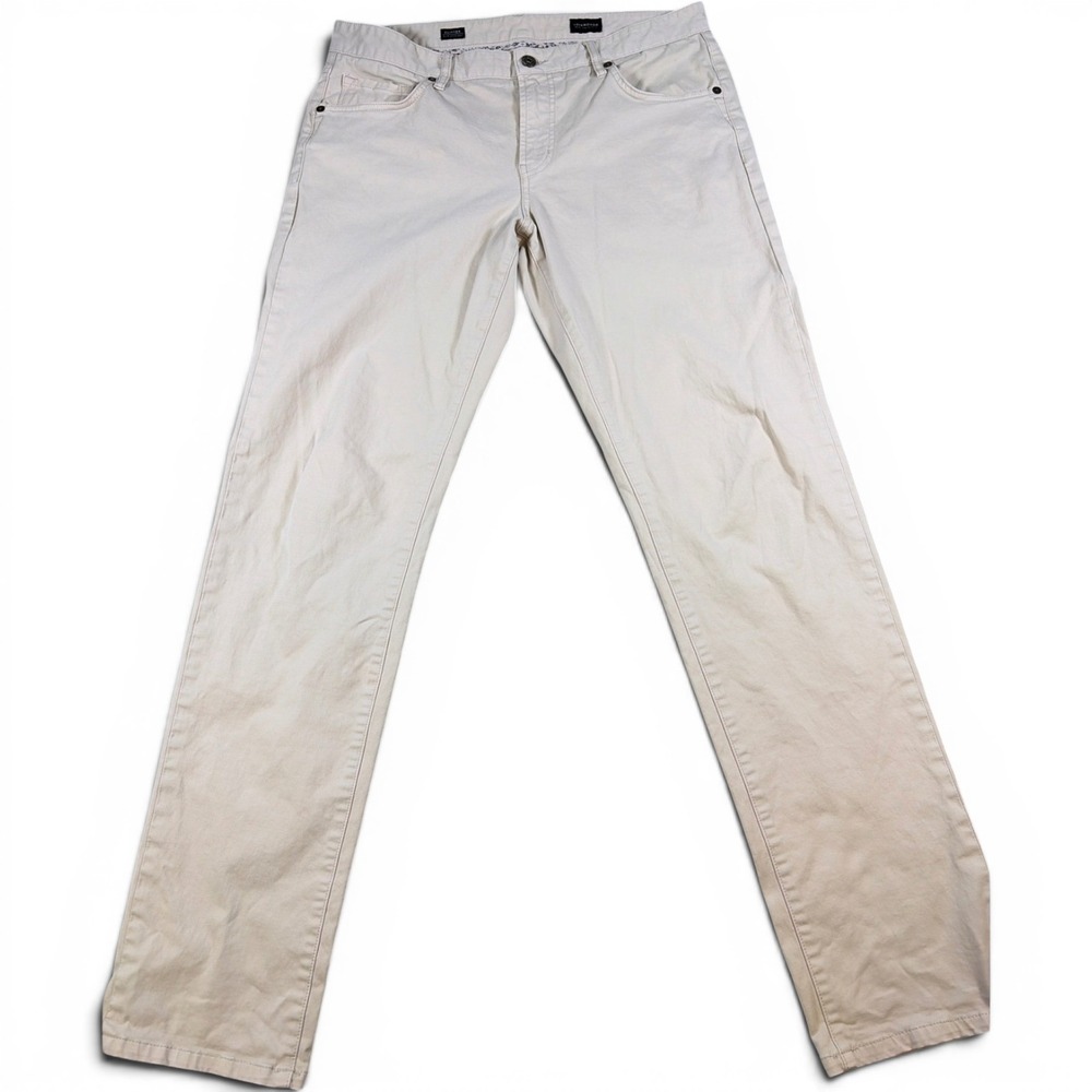7 Diamonds Clifton Slim Straight Pants Mens 33x34 Beige Khaki Stretch Chino